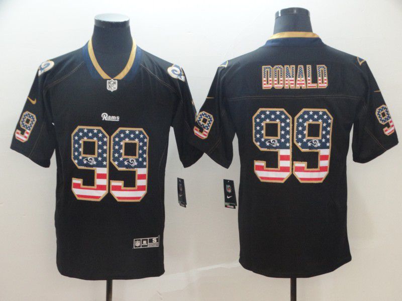 Men Los Angeles Rams #99 Donald Nike USA Flag Fashion Black Color Rush Limited NFL Jerseys